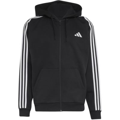 2. Men's adidas Essentials 3-Stripes Fleece Full-Zip Hoodie Black KY6559