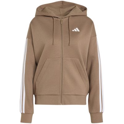 2. Women's adidas Essentials 3-Stripes Full-Zip Fleece Hoodie Light Brown KF6273