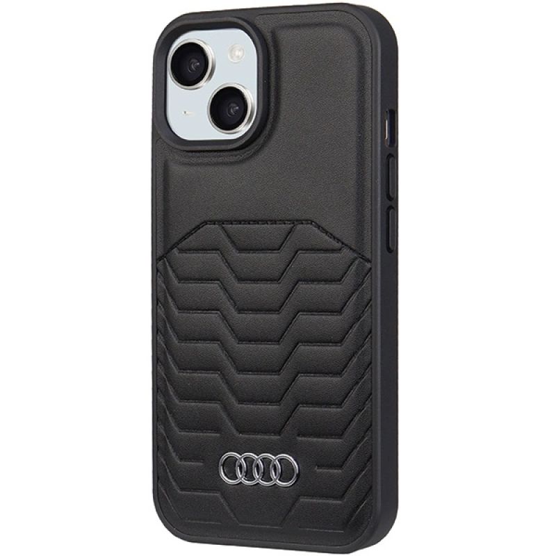 2. Audi Synthetic Leather Case with MagSafe for iPhone 15/14/13 - Black