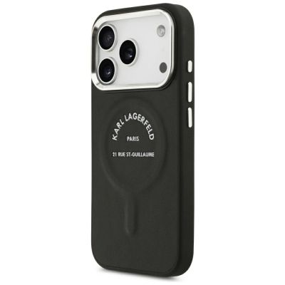 2. Karl Lagerfeld Embossed Open Ring RSG Logo MagSafe Case for iPhone 17 Pro / 18 Pro - Black