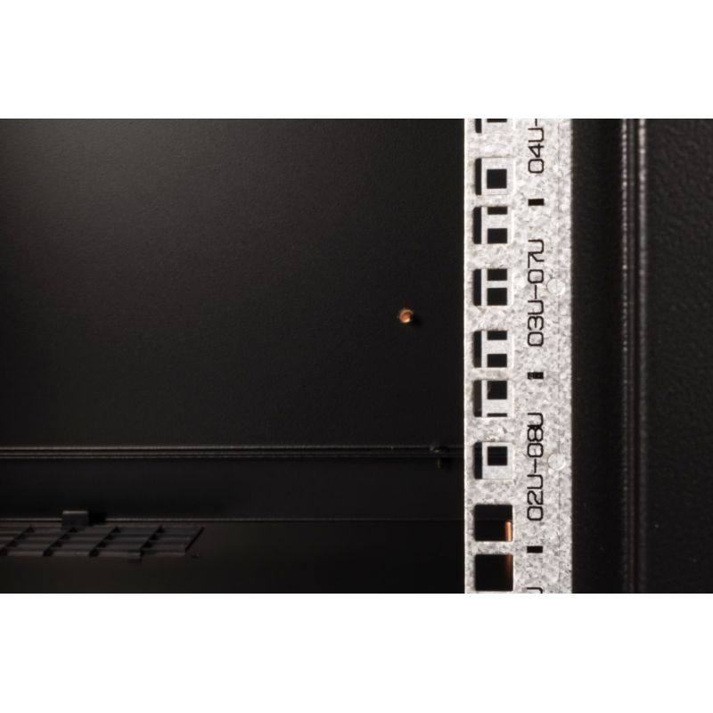 7. Digitus Unique 19" 9U rackmount network cabinet, 600x600, glass door, black, undivided, assembled, 100kg