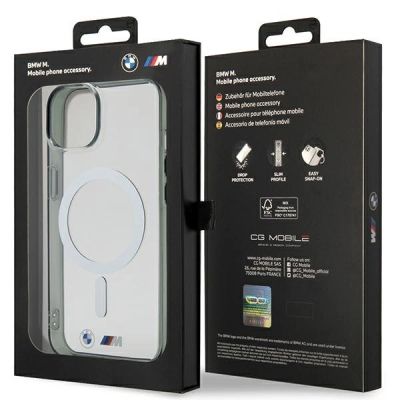 8. BMW BMHMP14SHCRS iPhone 14 6.1" case transparent hardcase Silver Ring MagSafe