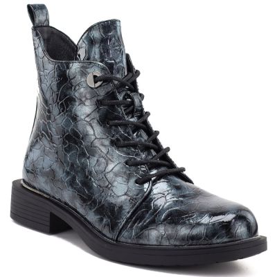 Women's patent leather ankle boots, gray, S.Barski HY62-8140