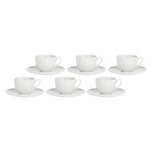 Set of 6 Corte Tea Cups with Saucers - White, 200 ml