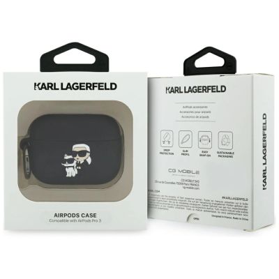 4. Karl Lagerfeld Silicone Karl & Chaupette Head 3D Case for AirPods Pro 3 - Black