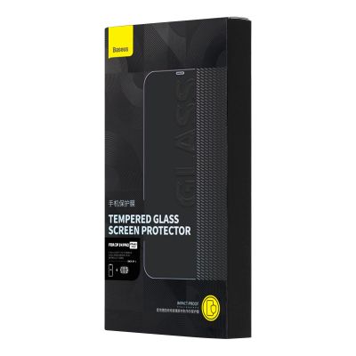 5. Baseus Full Screen Tempered Glass for iPhone 14 Pro with Speaker Cover 0.3mm + Mounting Frame