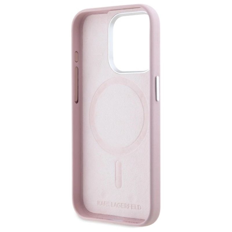 7. Karl Lagerfeld FW Metal Plate MagSafe iPhone 15 Pro Max Case - Pink