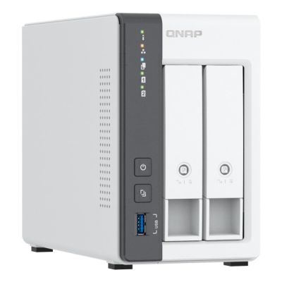 9. Qnap TS-216G, Tower, 2 x 2.5"/3.5" SATA, ARM 2.0GHz Quad core, 4GB, 1 x 2.5GbE + 1 x GbE, External adapter (PSU)