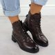 12. Women's leather work boots insulated brown Vinceza 86412