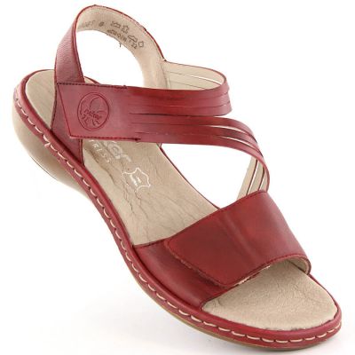 Rieker W RKR685 comfortable leather sandals red