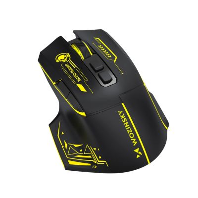 6. Wozinsky WMGB-1181 Wireless Optical Gaming Mouse 3200 DPI with Built-in Battery and Backlight - Black and Yellow