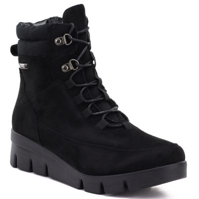 Women's black suede wedge ankle boots M.Daszyński MR23109A-3
