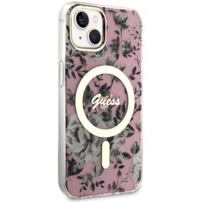 4. Guess GUHMP14MHCFWSP iPhone 14 Plus 6.7" pink/pink hardcase Flower MagSafe