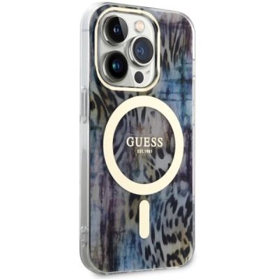 4. Guess GUHMP14LHLEOPWB iPhone 14 Pro 6.1" blue/blue hardcase Leopard MagSafe