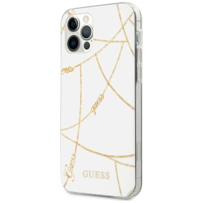 2. Guess Gold Chain Collection iPhone 12 Pro Max 6.7" Case - White