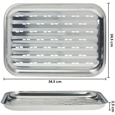 7. GRILLING TRAY 34x24CM STAINLESS STEEL