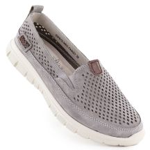 Women's leather openwork shoes gray eVento 9802