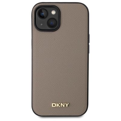 3. DKNY Grained Metal Logo MagSafe iPhone 15 Case - Beige