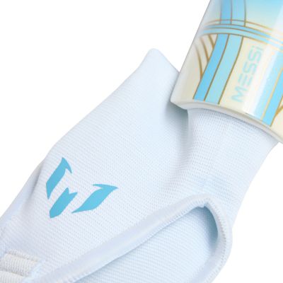 3. adidas Messi Match Kids' Soccer Shin Guards White and Blue KX4137