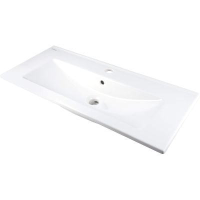 Ceramic recessed washbasin with space for a tap