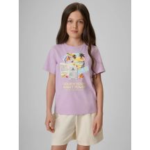 Girls' regular printed T-shirt 4F 4FJRAW26TTSHF4326-052S