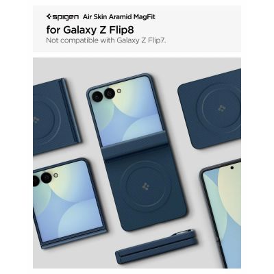 6. Spigen AirSkin Aramid MagFit MagSafe Case for Samsung Galaxy Z Flip 8 - Navy Blue