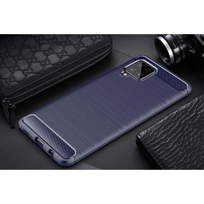3. Carbon Case Flexible Cover TPU Case for Samsung Galaxy A42 5G blue