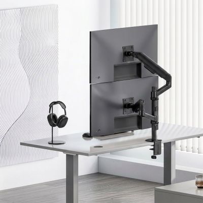 2. ERGO OFFICE MOUNT / HANGER FOR 2 MONITORS, GAS SPRING, 17"-32", 1-10KG, MATTE BLACK, ER-692 B