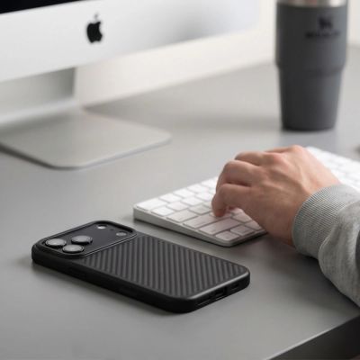 8. Tech-Protect MagCam MagSafe Carbon Case for iPhone 18 Pro / 17 Pro - Black