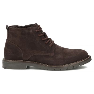 2. Men's leather ankle boots, unlined, suede, dark brown, Filippo MBT8318