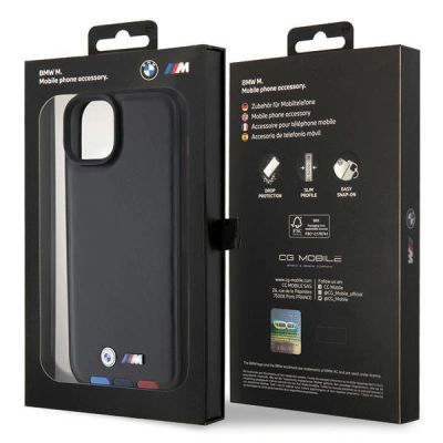 8. BMW BMHCP15M22PTDK iPhone 15 Plus 6.7" black/black Leather Stamp Tricolor