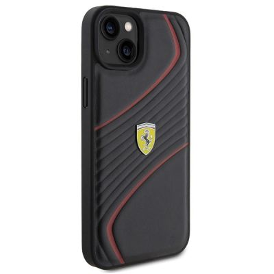 4. Ferrari Twist Metal Logo case for iPhone 15 Plus - black