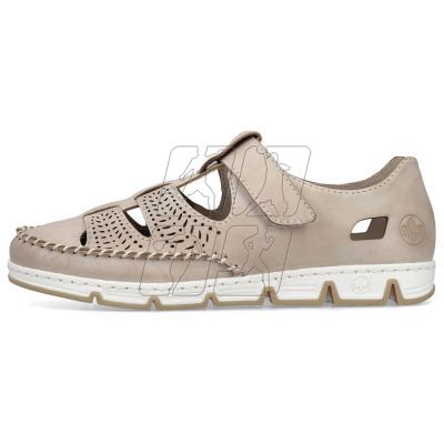 9. Rieker W RKR651 beige leather openwork shoes with velcro