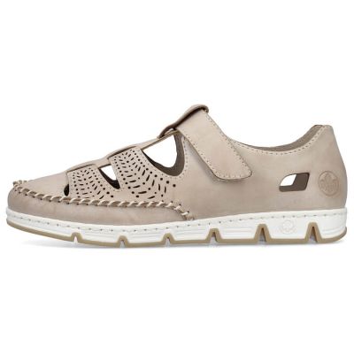9. Rieker W RKR651 beige leather velcro openwork shoes