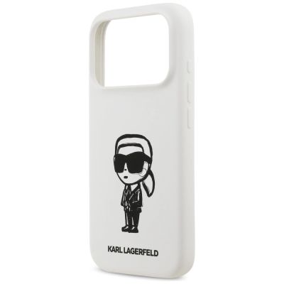 6. Karl Lagerfeld Silicone Karl Sketch & Logo MagSafe Case for iPhone 17 Pro - White