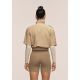 4. CASALL Women's Active Short Sleeve Track Jacket, Sand Color