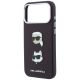 6. Karl Lagerfeld Saffiano with Karl & Choupette Heads Pins & Logo case for iPhone 18 Pro / 17 Pro - burgundy