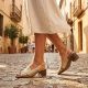 8. Comfortable gold women's sandals with a block heel M.Daszyński SA262-3