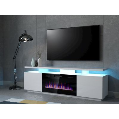 3. EVA TV cabinet with electric fireplace 180x40x52 white/white gloss