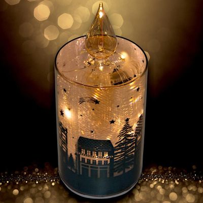 3. DECORATIVE GLASS CANDLE WARM WHITE LED 21CM