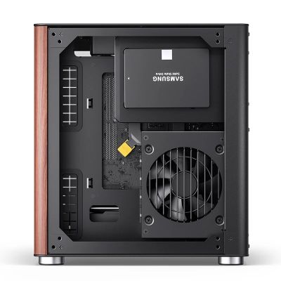 19. Jonsbo TK-0 PC Case, Mini-Tower, Mini-ITX, Tempered Glass, Wood - black
