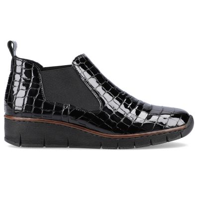 24. Rieker W R474 snakeskin leather ankle boots black