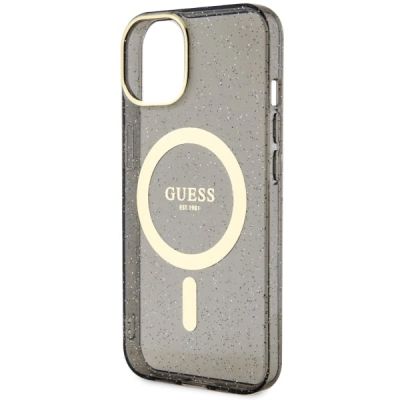 6. Guess Glitter Gold MagSafe case for iPhone 14 - black