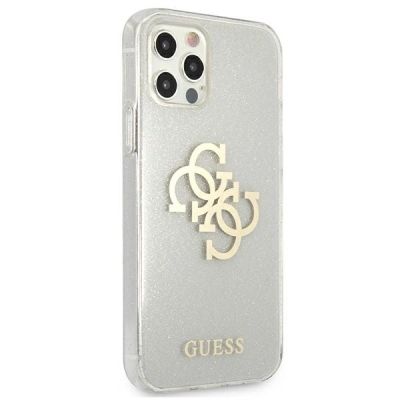 4. Guess GUHCP12LPCUGL4GTR iPhone 12 Pro Max 6.7" transparent hard case Glitter 4G Big Logo