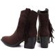 5. Women's insulated cowboy boots with fringes, chocolate M.Daszyński MR2520-1