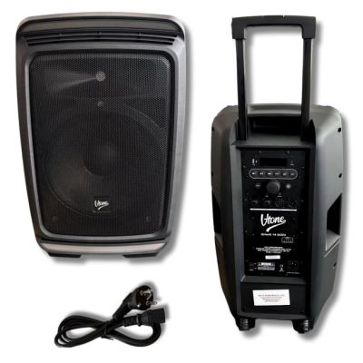 37. V-TONE OrionX 14 ACCU - Active speaker, black, rechargeable, Bluetooth, TWS, USB, AUX, FM, DSP, extendable handle, transport wheels, 135W RMS