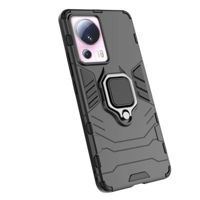 7. Ring Armor case for Xiaomi 13 Lite armored cover magnetic holder ring black