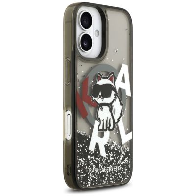 4. Karl Lagerfeld Liquid Glitter Choupette Logo MagSafe iPhone 17 Case - Black
