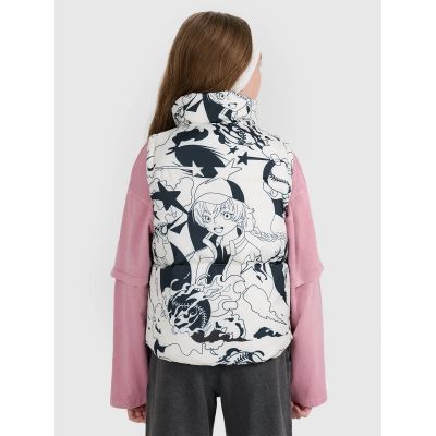 2. Girls' down vest with synthetic filling 4F 4FJRAW25TVJAF320-11A