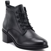 Women's leather lace-up high-heeled ankle boots, black, Vinceza EN27-133107